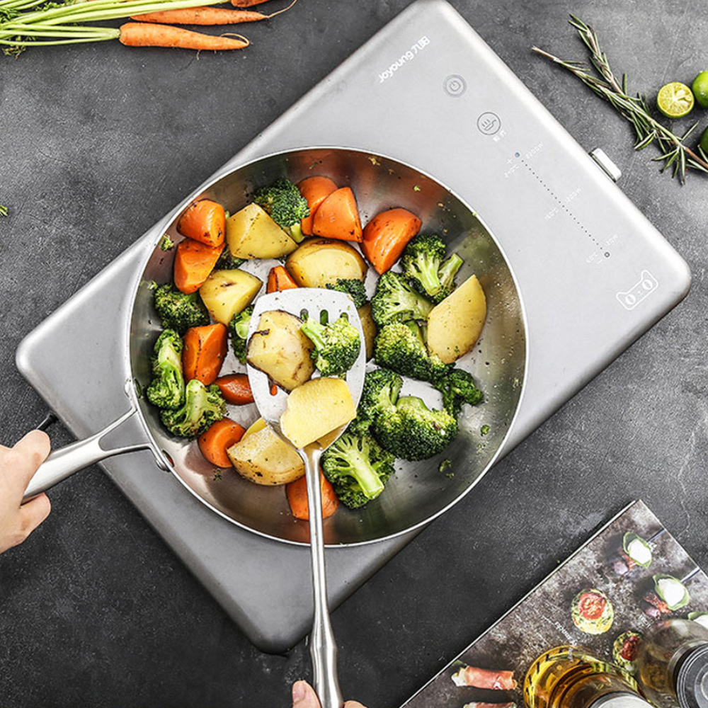Uncoated Stainless Steel Frying Pan | Nonstick Cookware for Gas & Induction Stoves