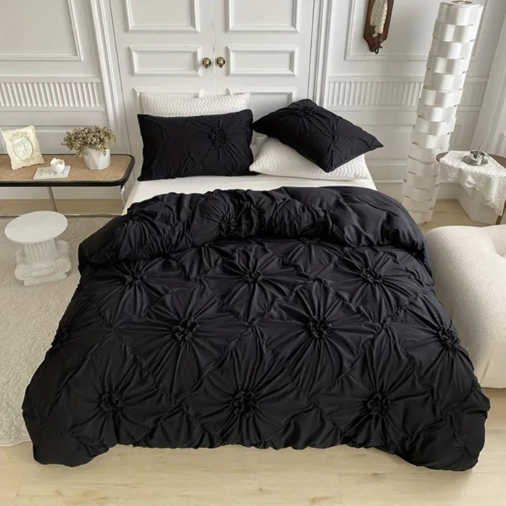 Bedroom Elegant Duvet Cover Set | Ruffle Flower Design