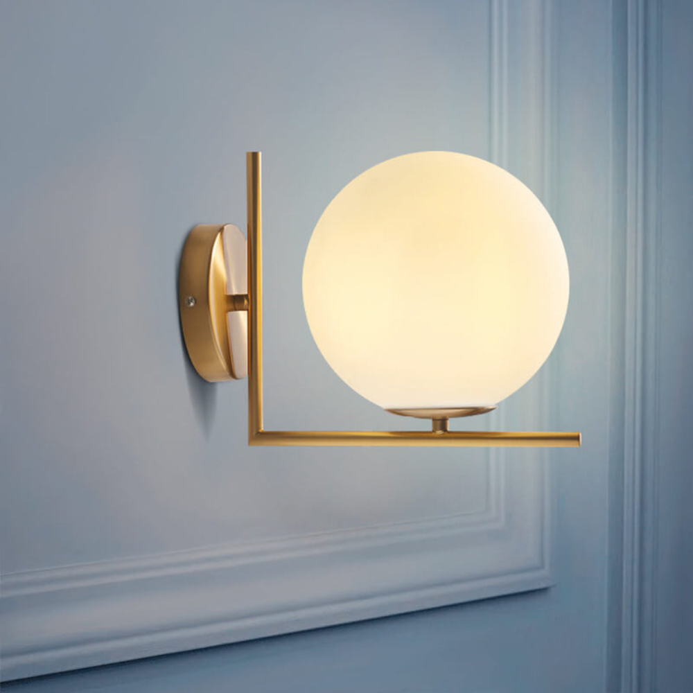 Vintage Globe Wall Lamp | Frosted Sconce for Bedroom & Living Room