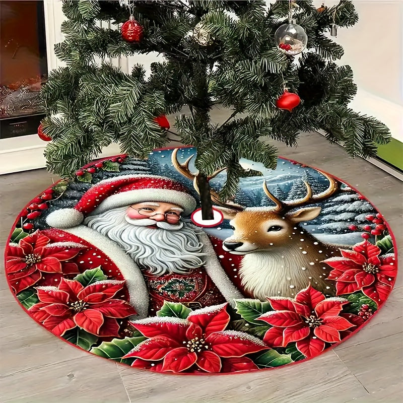 Tree Skirt Christmas | Santa and Reindeer Design