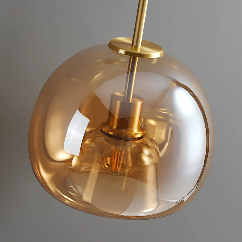 Hallway Modern Ceiling Light | Copper Glass Globe