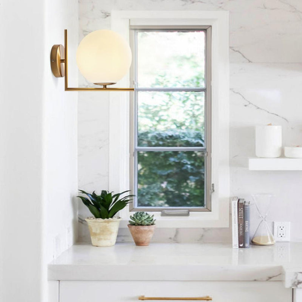 Vintage Globe Wall Lamp | Frosted Sconce for Bedroom & Living Room