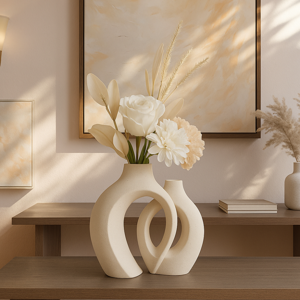 Living Room Modern Abstract Vase Set | Interlocking Minimalist Design