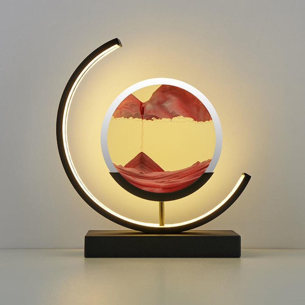 Living Room Dynamic Table Lamp | Crescent Shaped Sand Art Design