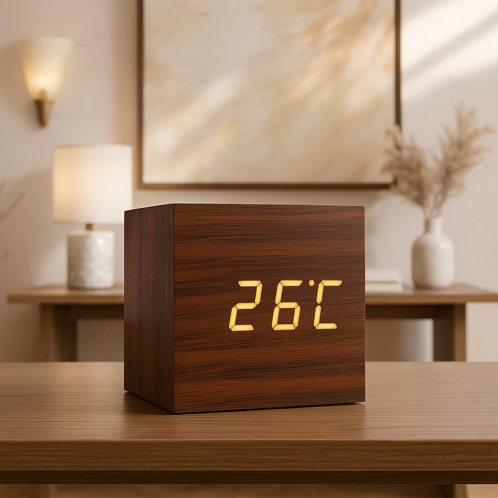Bedroom Minimalist LED Alarm Clock | Compact Cube Design
