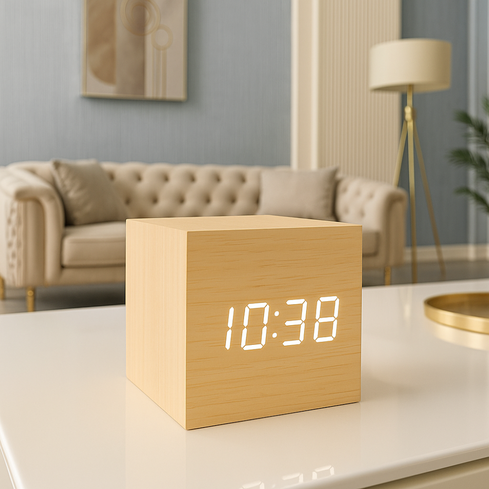 Bedroom Minimalist LED Alarm Clock | Compact Cube Design