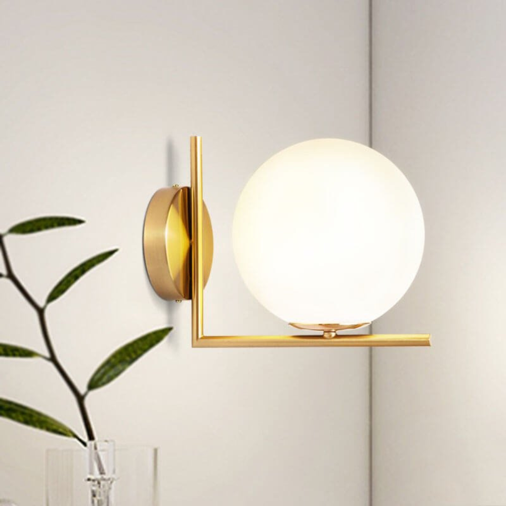 Vintage Globe Wall Lamp | Frosted Sconce for Bedroom & Living Room