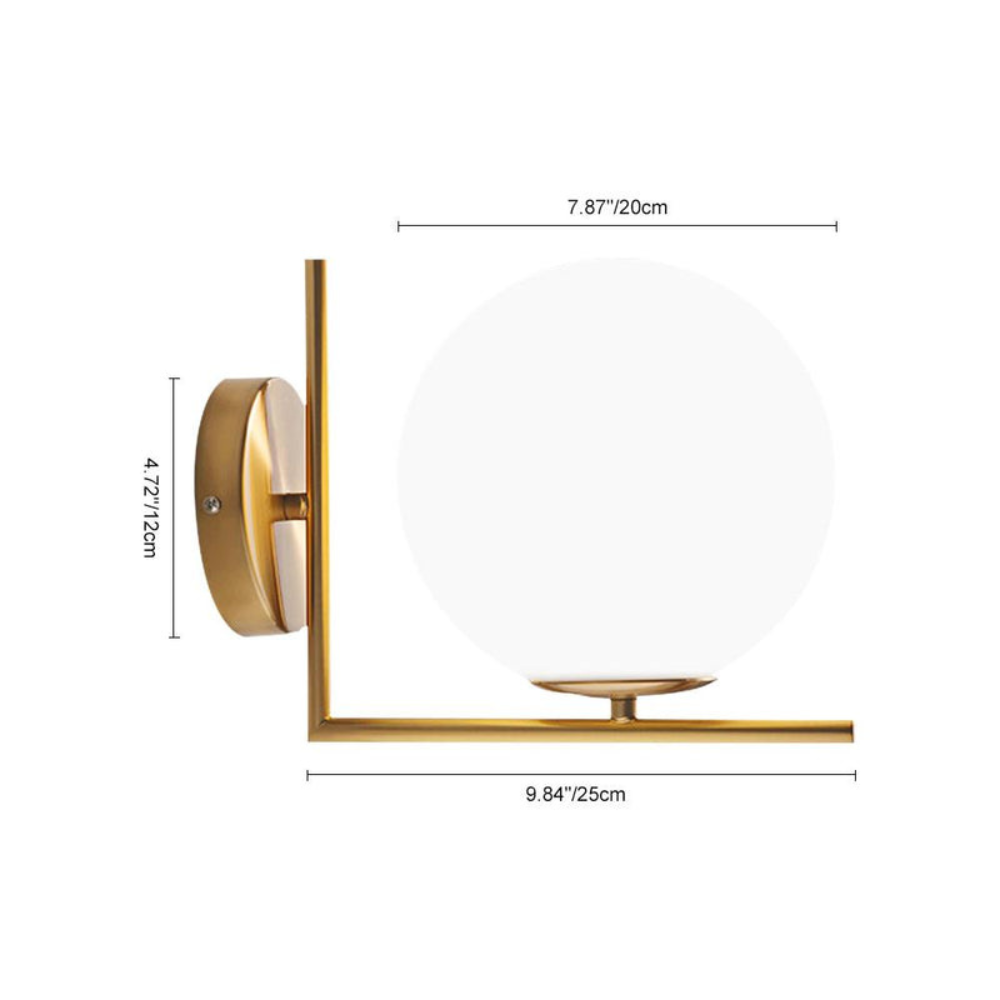 Vintage Globe Wall Lamp | Frosted Sconce for Bedroom & Living Room