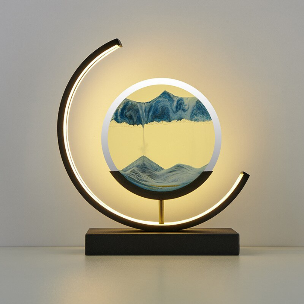 Living Room Dynamic Table Lamp | Crescent Shaped Sand Art Design