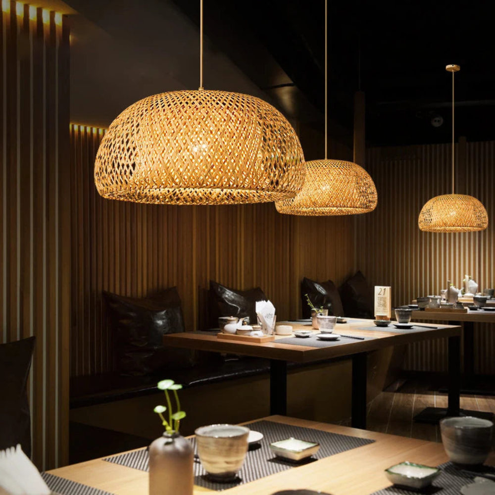 Woven Pendant Light for Dining Room | Handwoven Ceiling Fixture for Home Decor