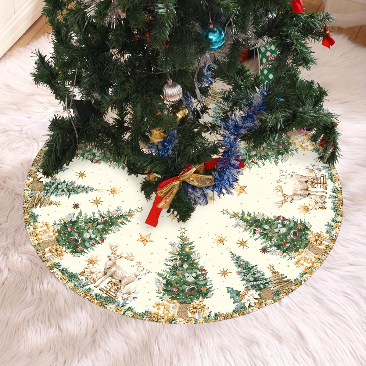 Tree Skirt Christmas | Tree and Plaid Print