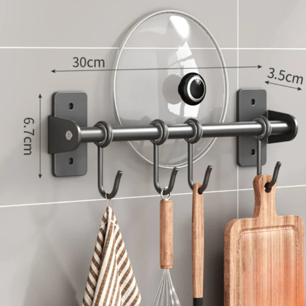 Kitchen Space-Saving Hook Rack | Modern Steel Utensil Organizer