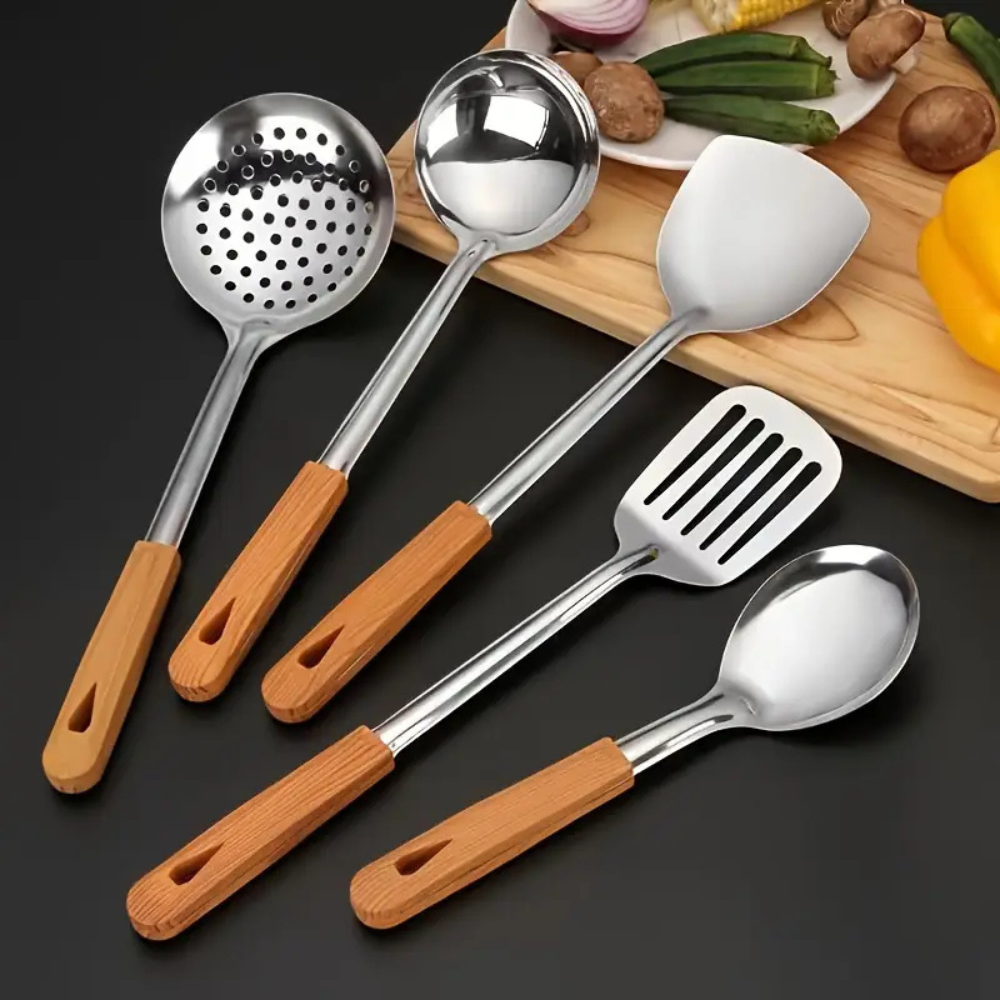 Kitchen Elegant Utensil Set | 5 Piece Stainless Steel Collection