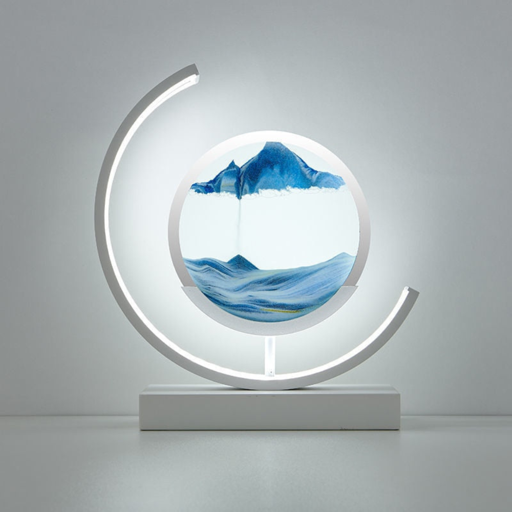 Living Room Dynamic Table Lamp | Crescent Shaped Sand Art Design