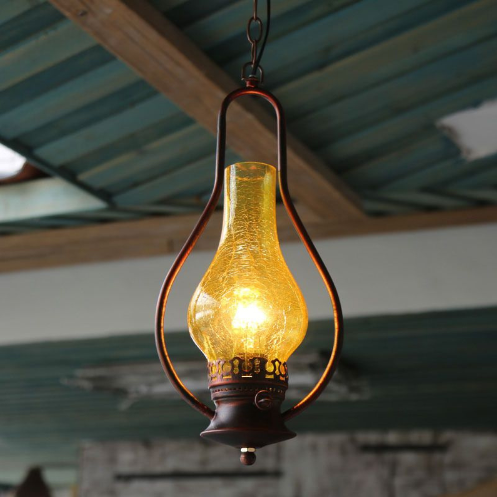 Rustic Kerosene-Style LED Pendant Light | Vintage Industrial Hanging Fixture