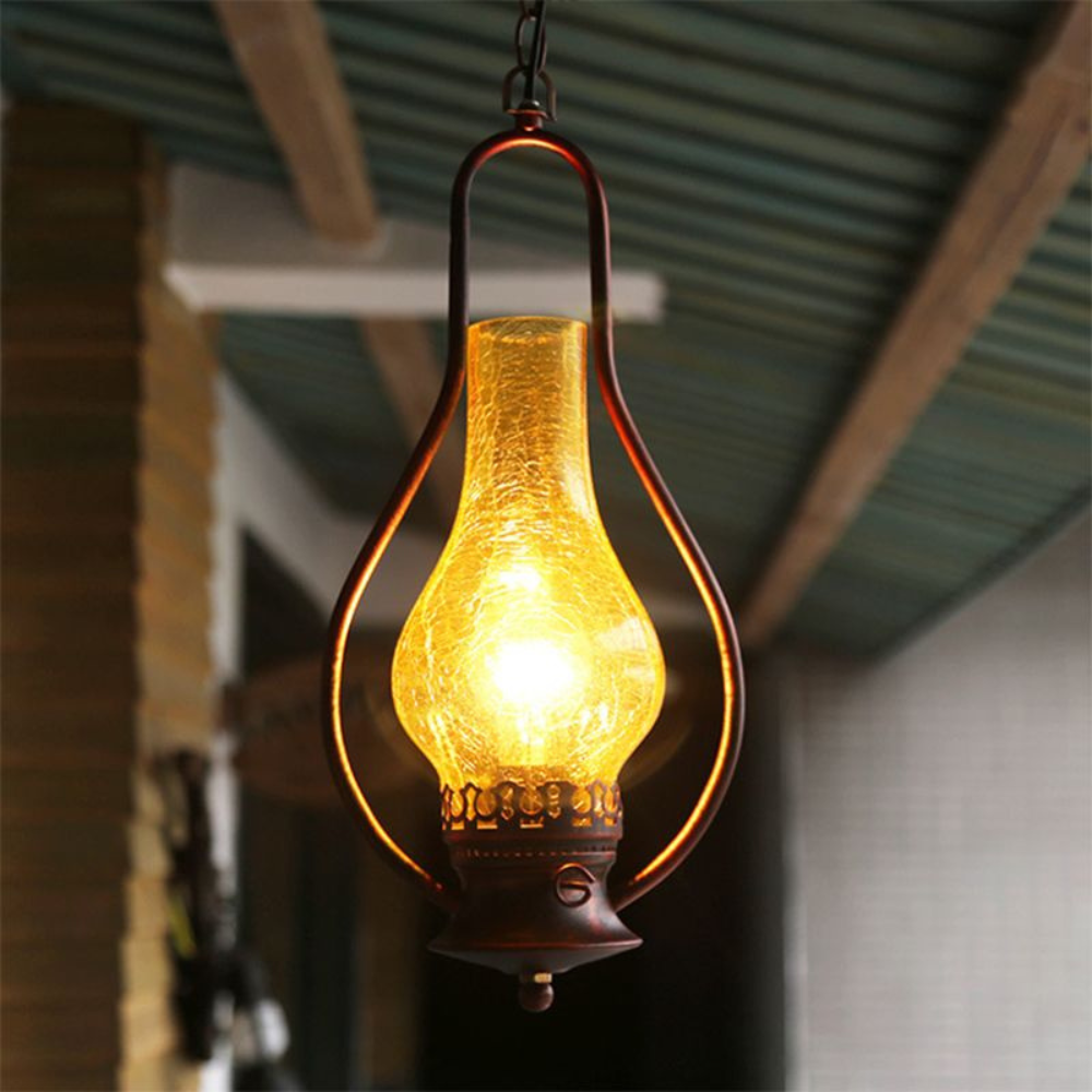 Rustic Kerosene-Style LED Pendant Light | Vintage Industrial Hanging Fixture
