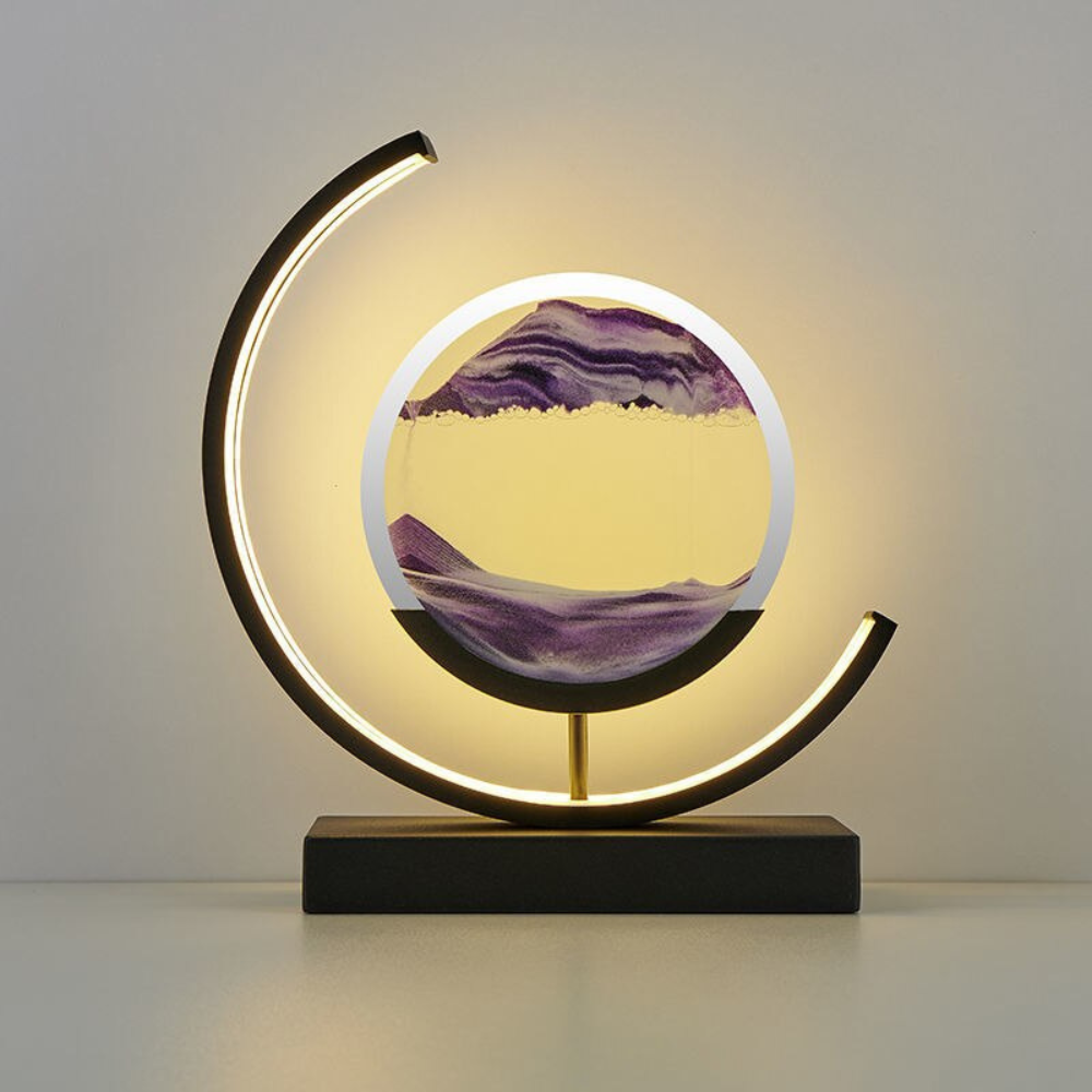 Living Room Dynamic Table Lamp | Crescent Shaped Sand Art Design