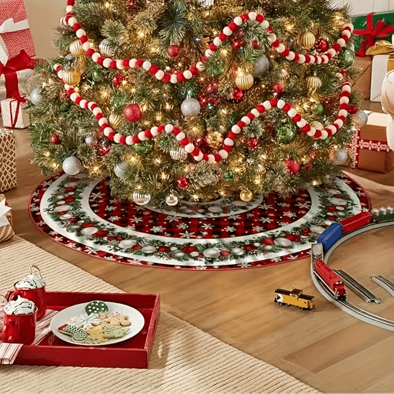 Tree Skirt Christmas | Plaid Ornament Design