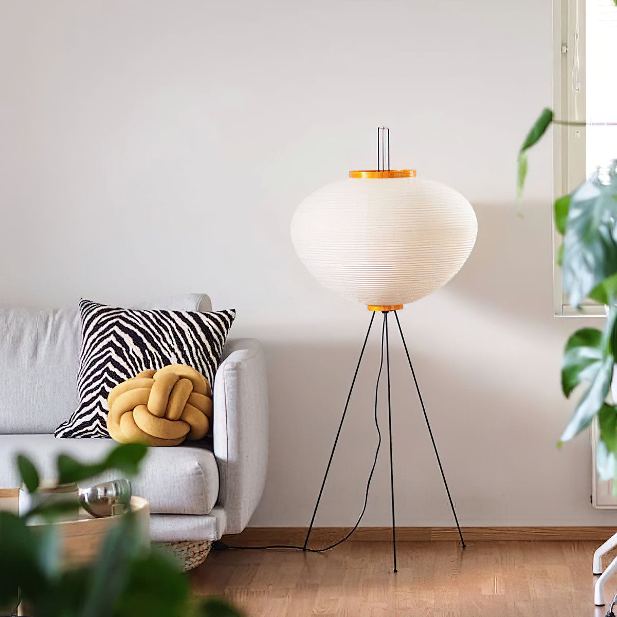 Floor Lamp | Tripod Lighting Fixture with Paper Shade