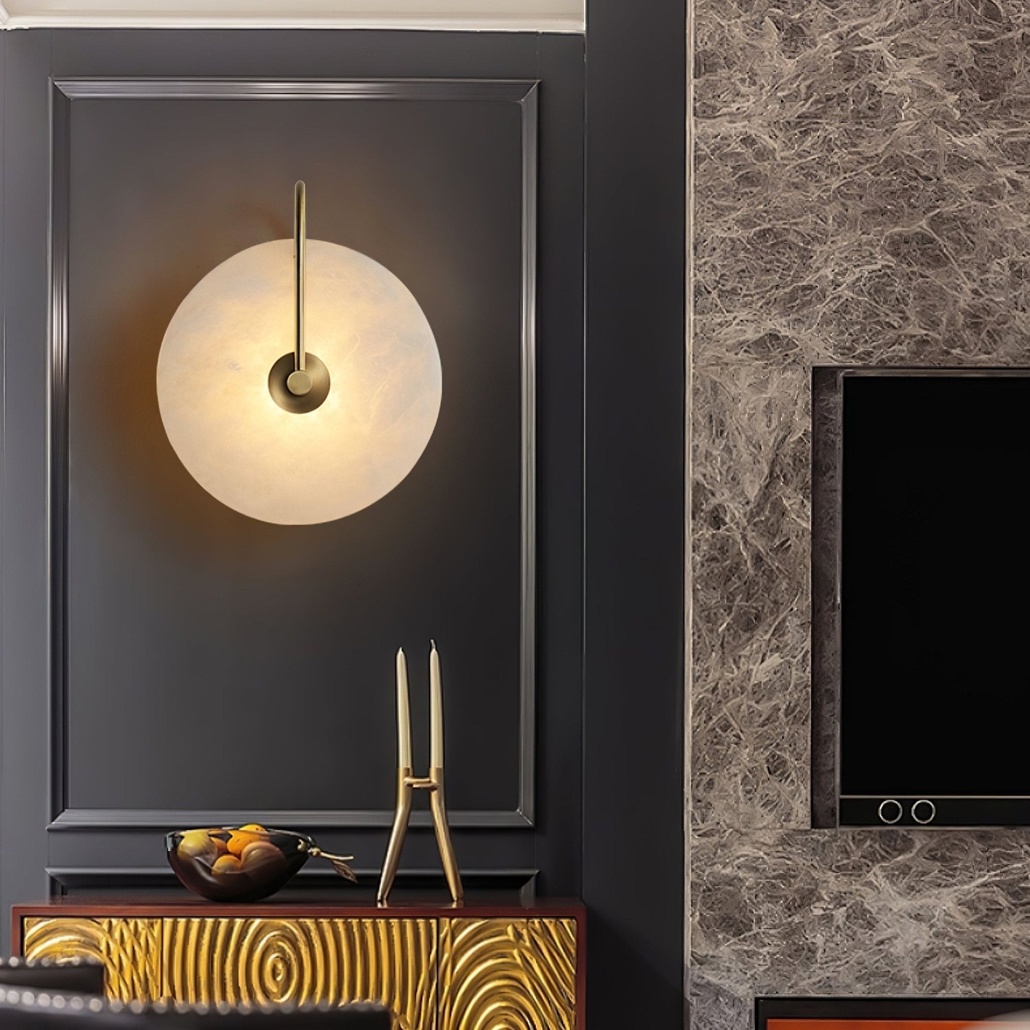 Wall Light Round | LED Alabaster Fixture