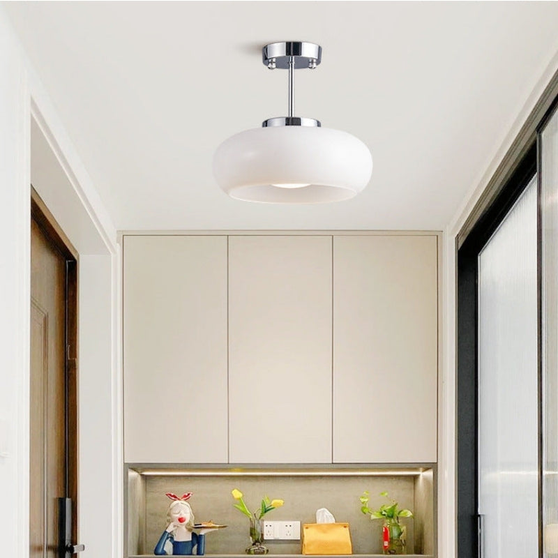 Living Room Modern Ceiling Light | Amber Glass Round