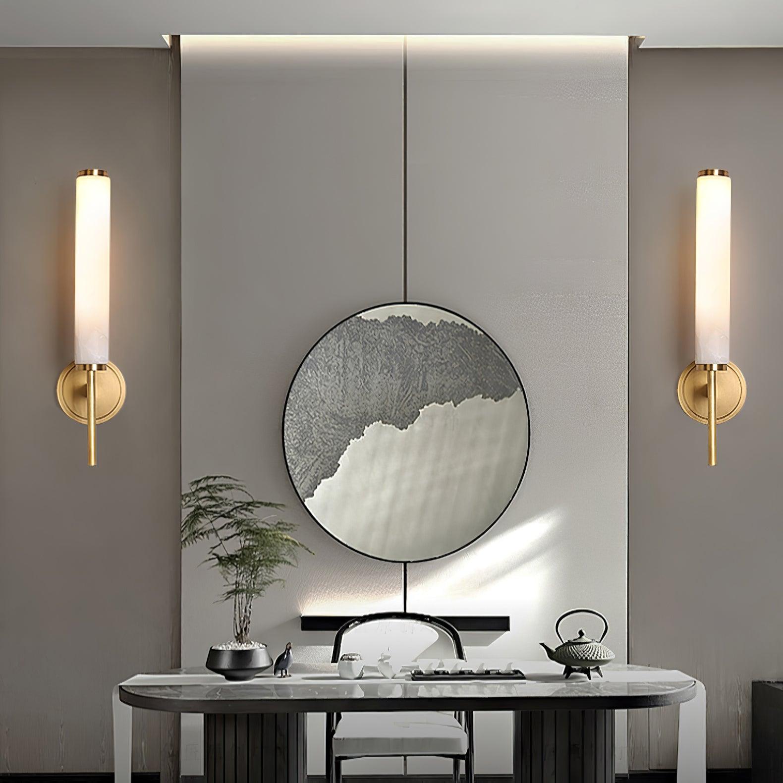 Wall Light Vertical | Brass and Alabaster Fixture