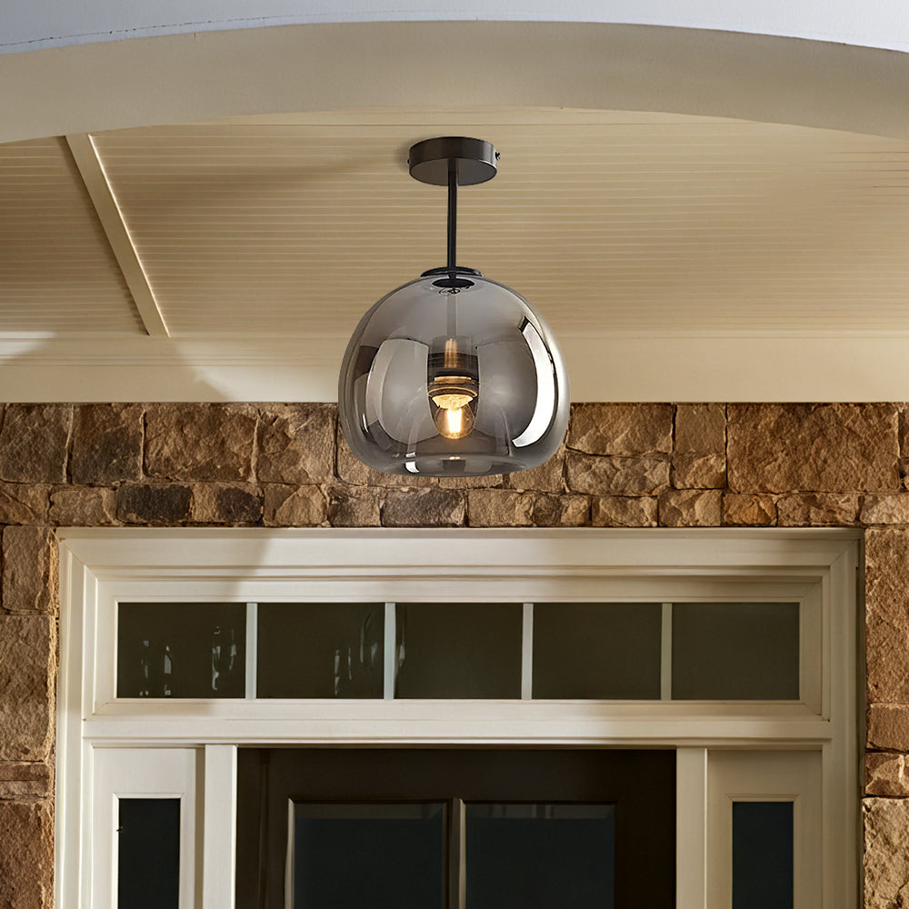 Hallway Modern Ceiling Light | Copper Glass Globe