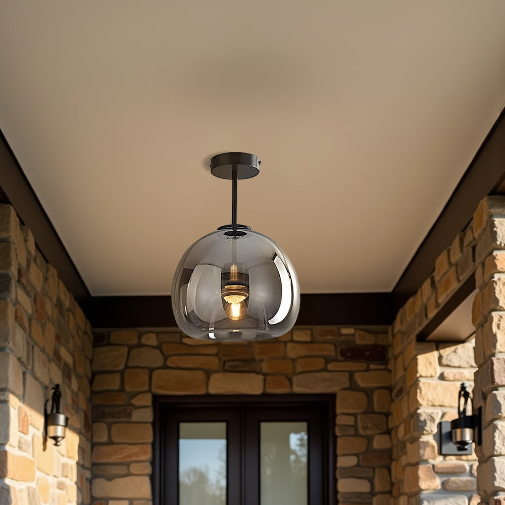 Hallway Modern Ceiling Light | Copper Glass Globe