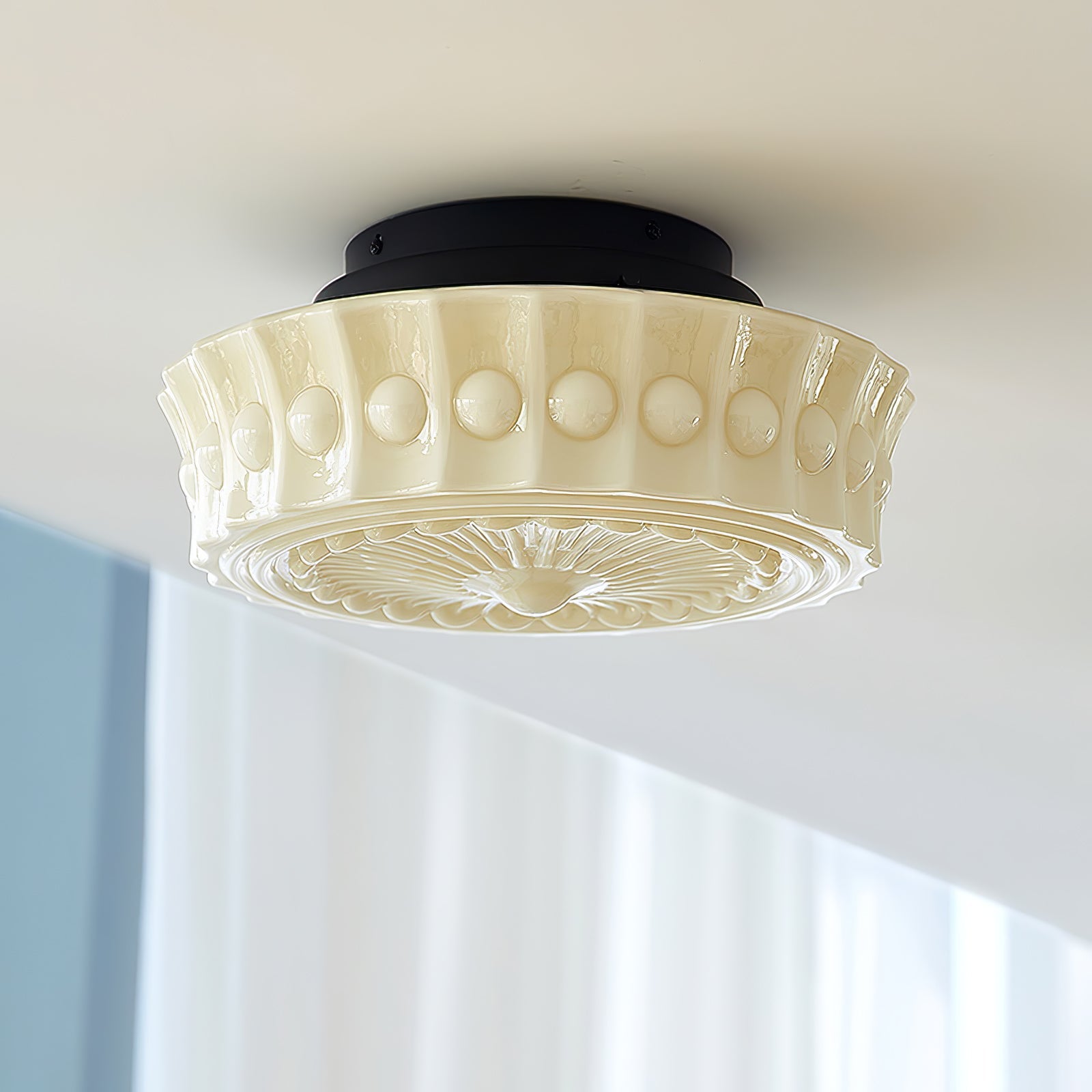Ceiling Lights Vintage Style | Pressed Round Flush Mount