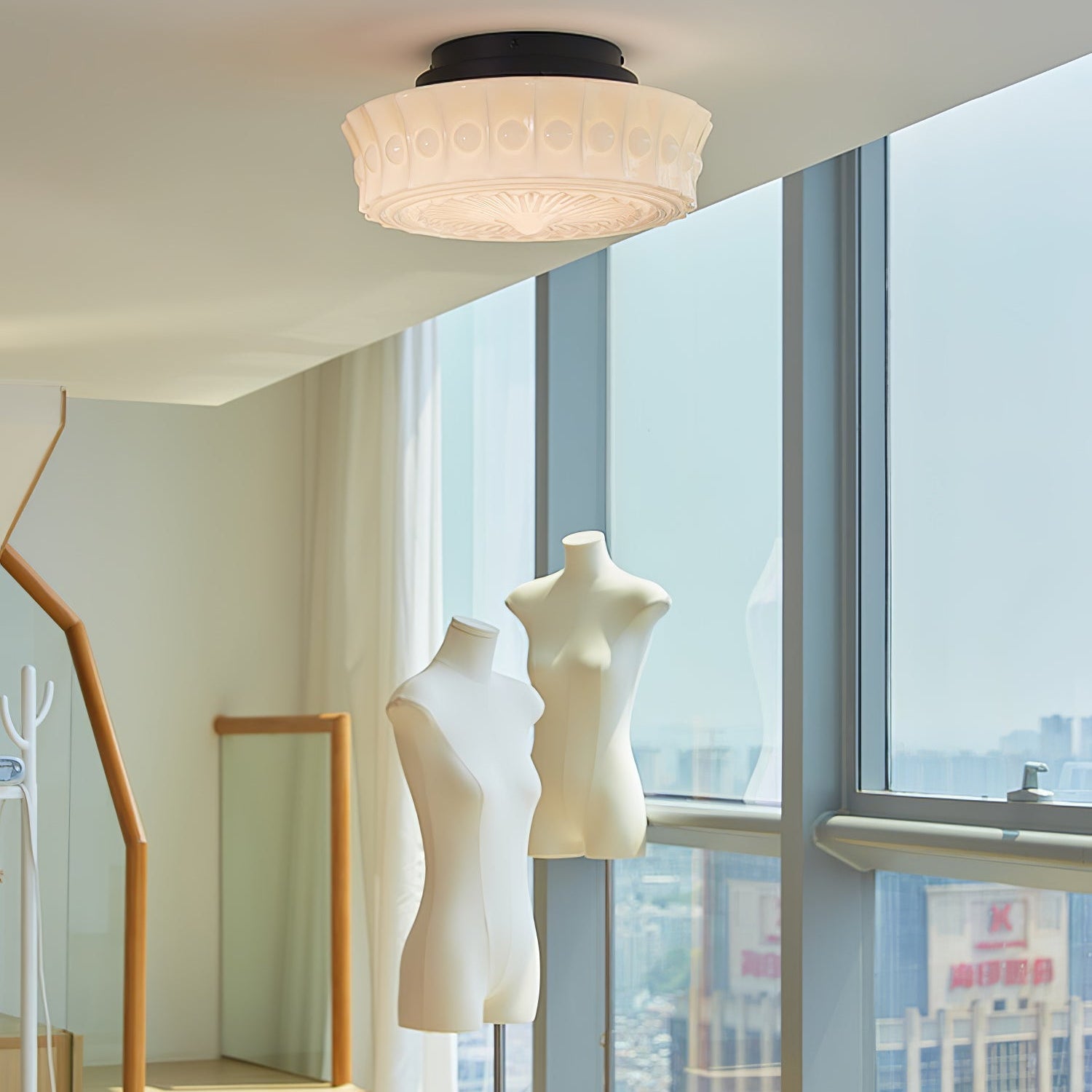 Ceiling Lights Vintage Style | Pressed Round Flush Mount