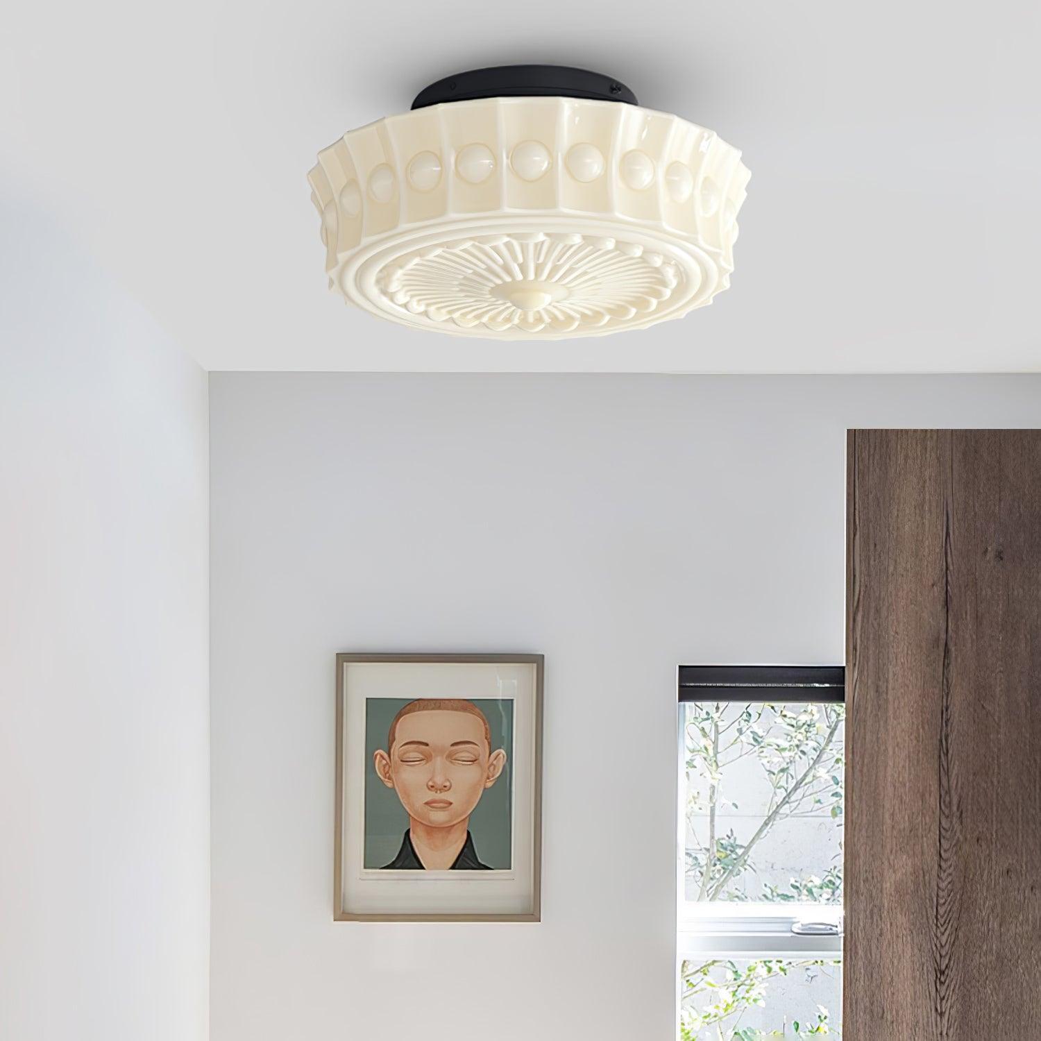 Ceiling Lights Vintage Style | Pressed Round Flush Mount