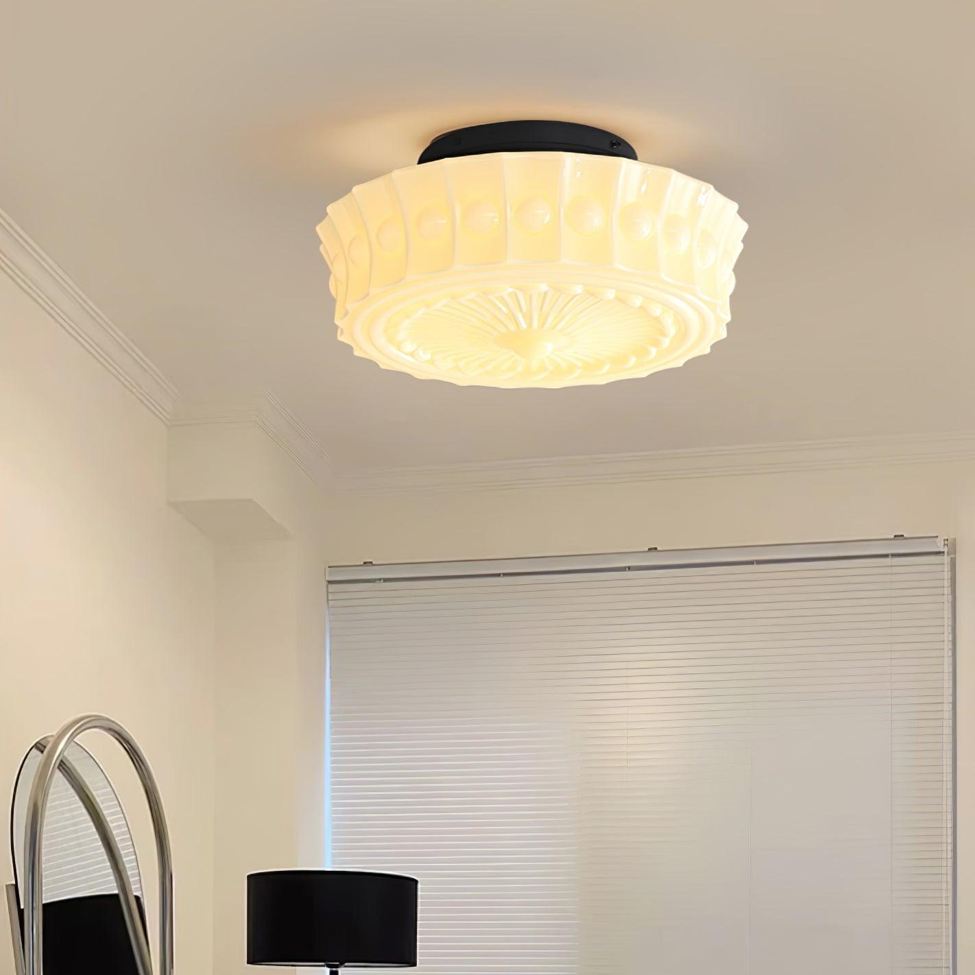 Ceiling Lights Vintage Style | Pressed Round Flush Mount