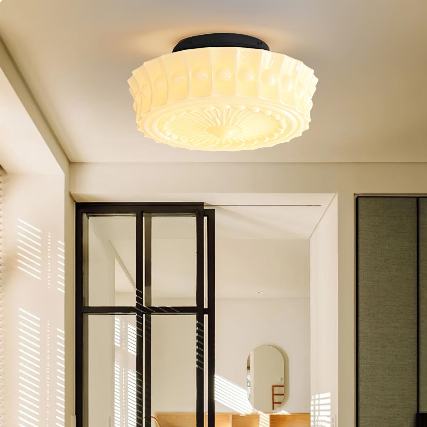 Ceiling Lights Vintage Style | Pressed Round Flush Mount