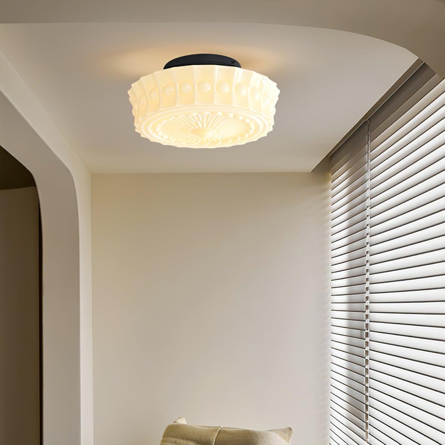 Ceiling Lights Vintage Style | Pressed Round Flush Mount