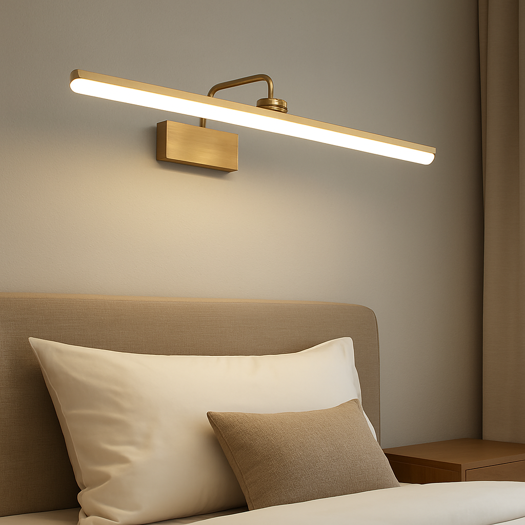 Modern LED Bathroom Vanity Light | Satin Gold Wall Mount Fixture