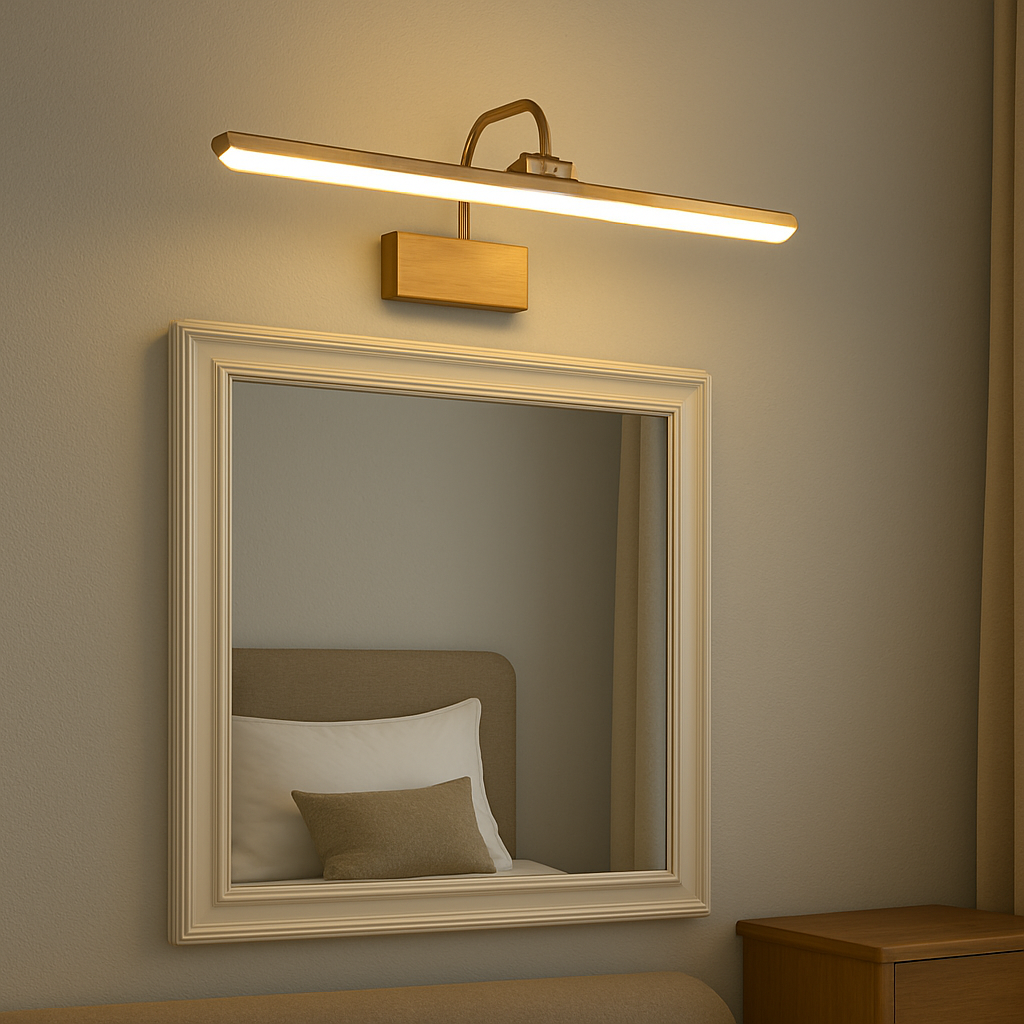 Modern LED Bathroom Vanity Light | Satin Gold Wall Mount Fixture