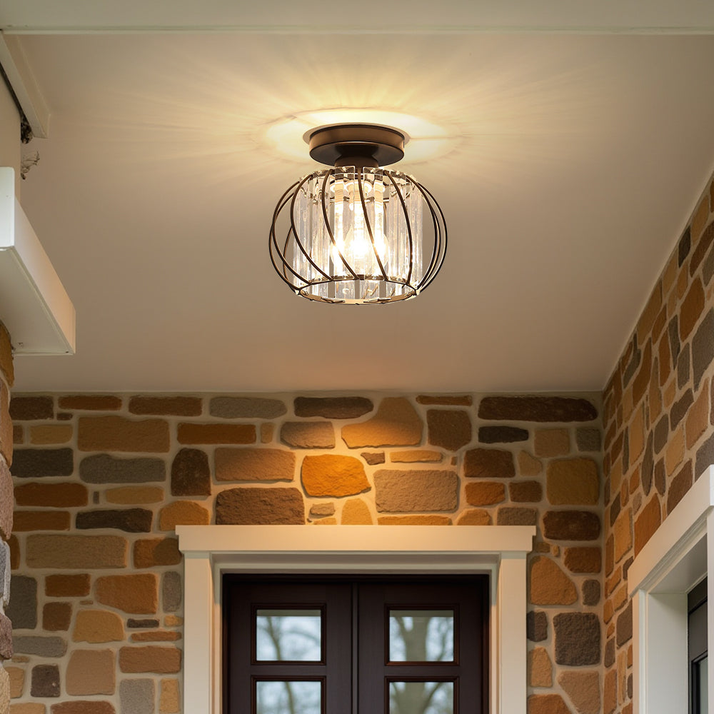 Hallway Modern Ceiling Light | Glass Cage Flush