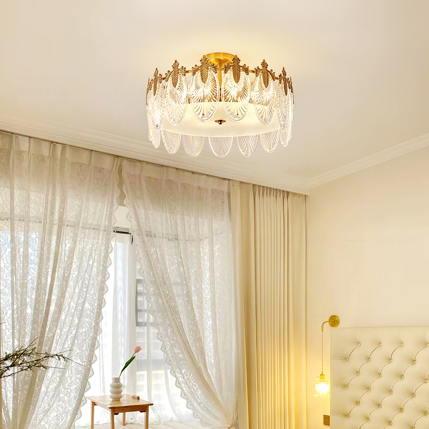 Bedroom Round Chandelier | Ornate Pattern Ceiling Fixture