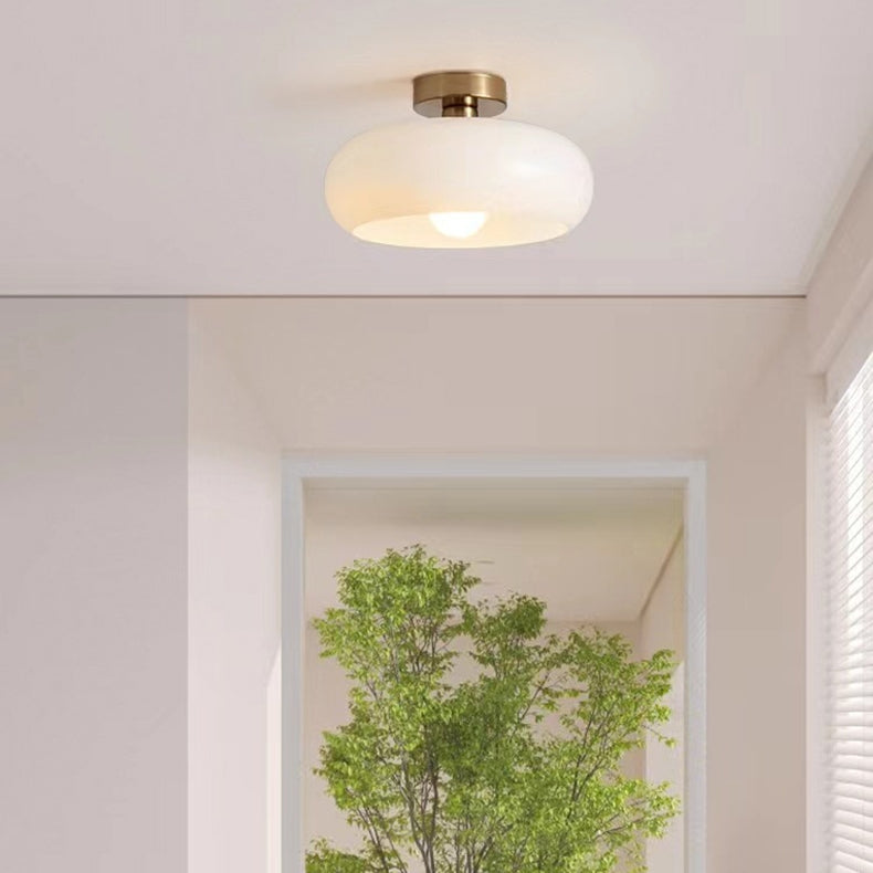 Living Room Modern Ceiling Light | Amber Glass Round