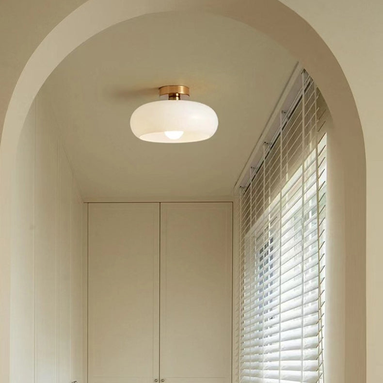 Living Room Modern Ceiling Light | Amber Glass Round