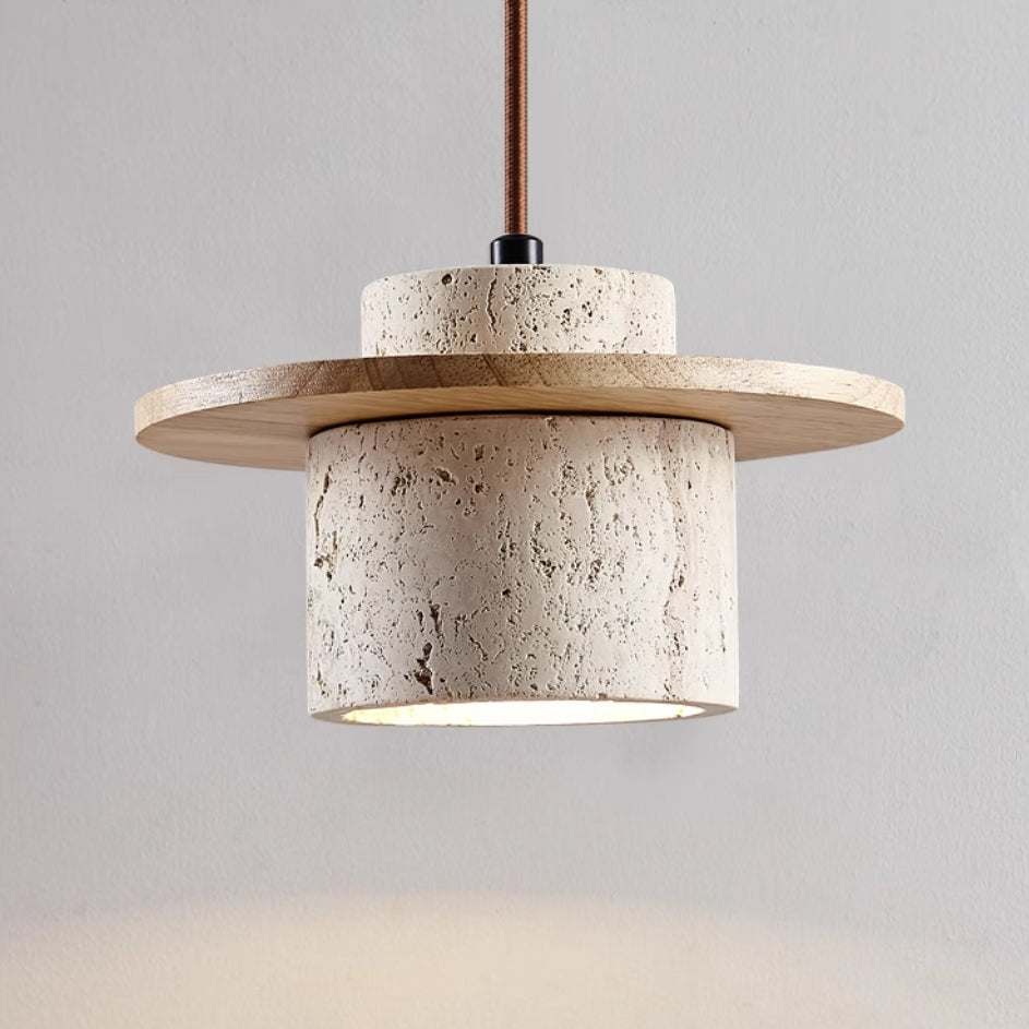Modern Pendant Light | Travertine Stone Shade