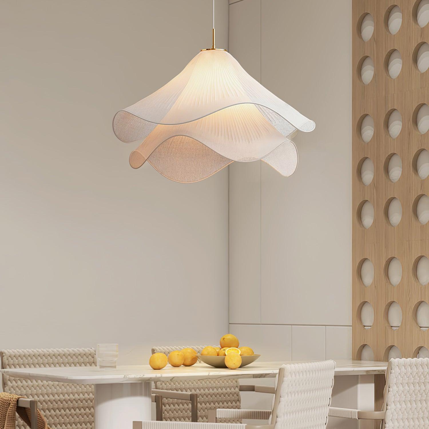Pendant Light Layered Fabric Shade | Ceiling Mounted Fixture