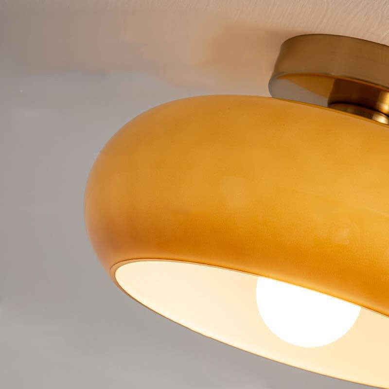 Living Room Modern Ceiling Light | Amber Glass Round
