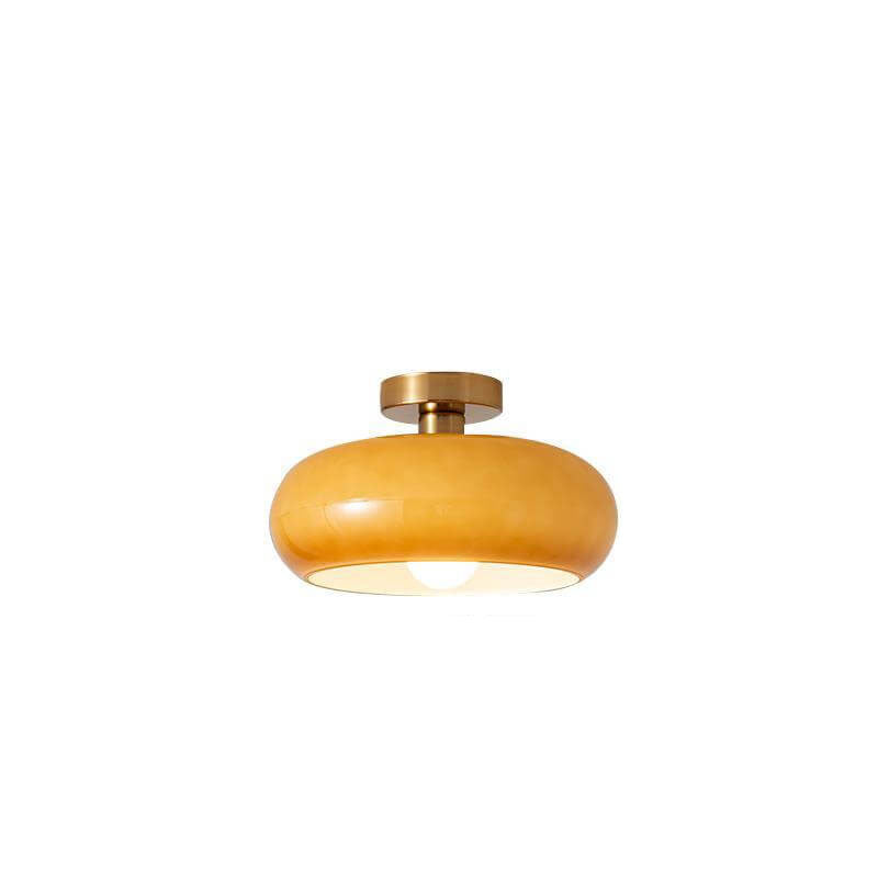 Living Room Modern Ceiling Light | Amber Glass Round