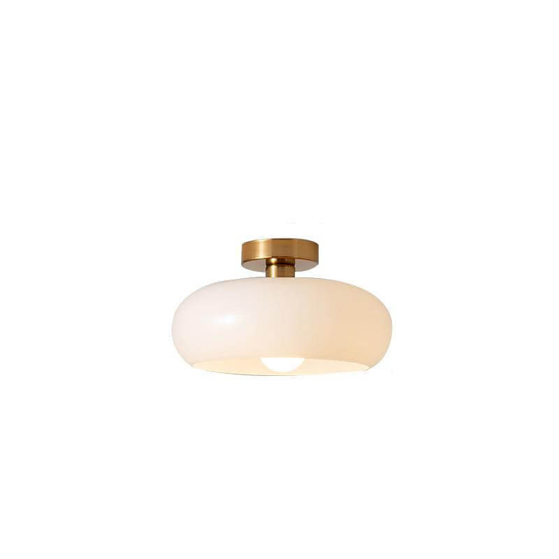 Living Room Modern Ceiling Light | Amber Glass Round