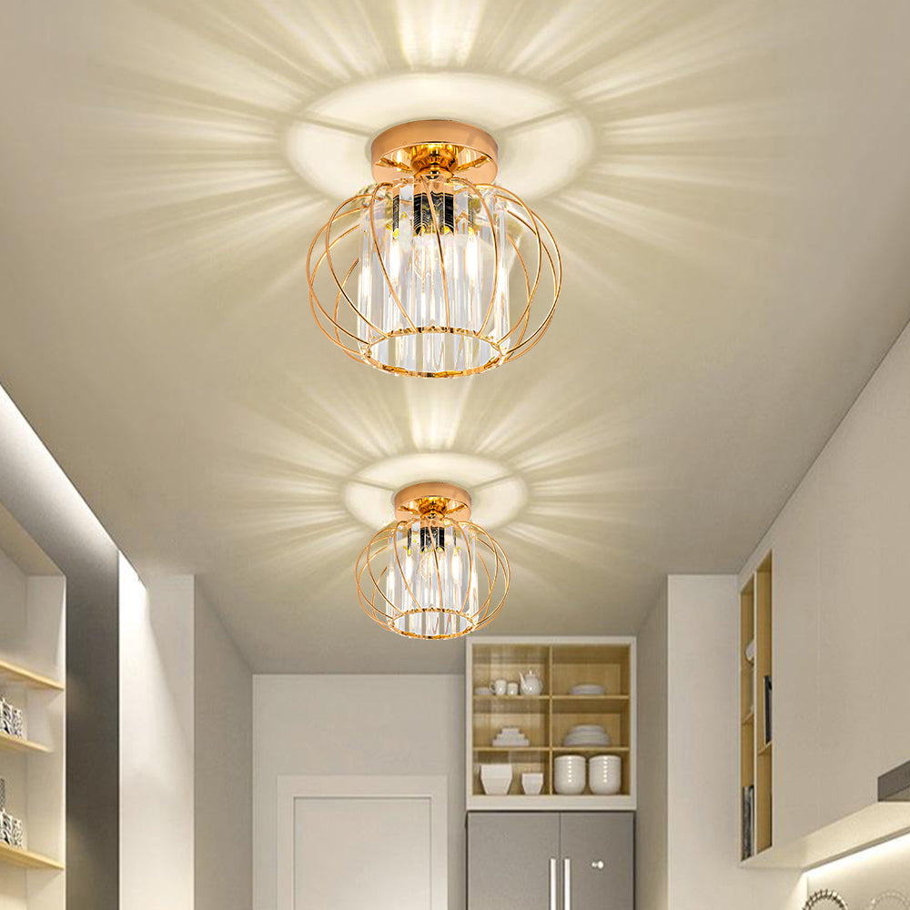 Hallway Modern Ceiling Light | Glass Cage Flush