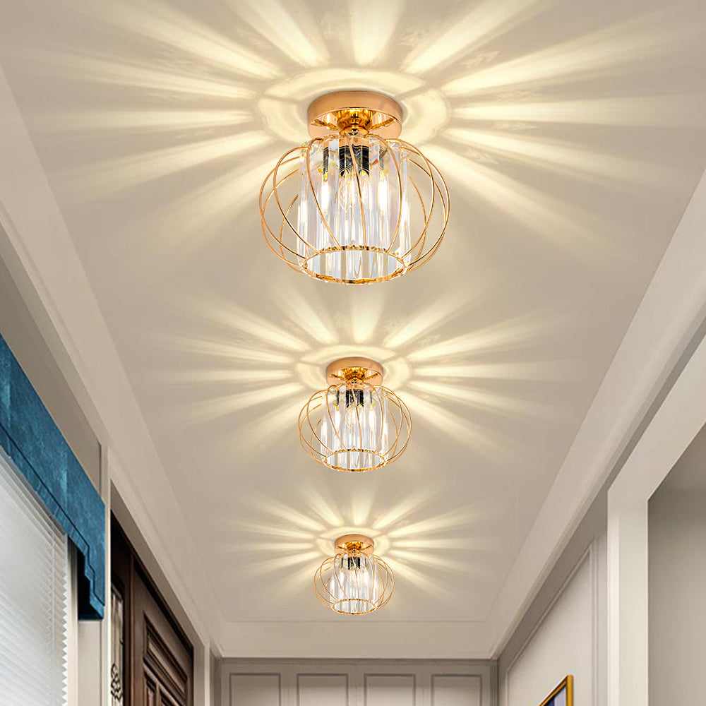 Hallway Modern Ceiling Light | Glass Cage Flush