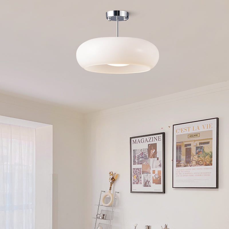 Living Room Modern Ceiling Light | Amber Glass Round