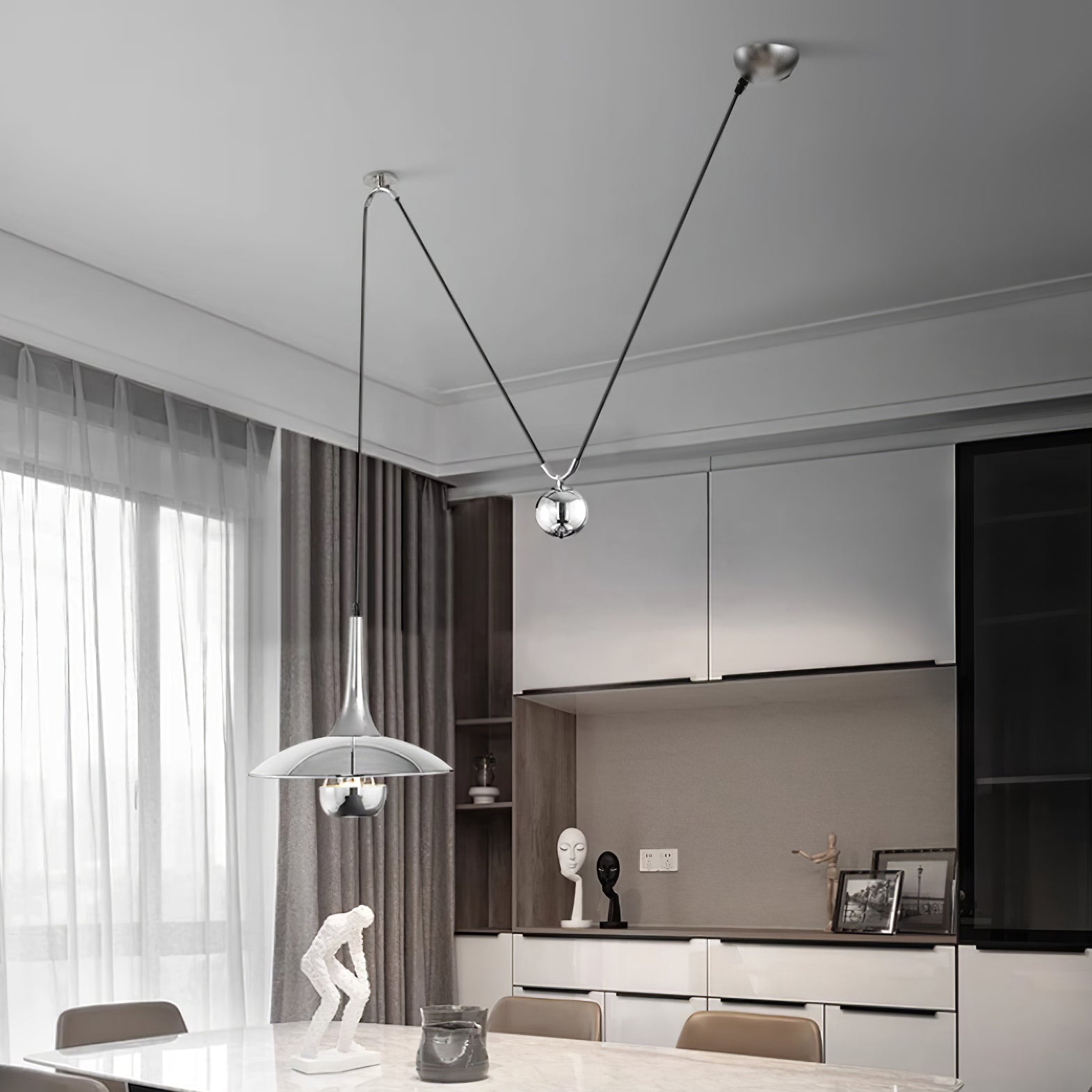 Pendant Light | Adjustable Counterweight Pulley