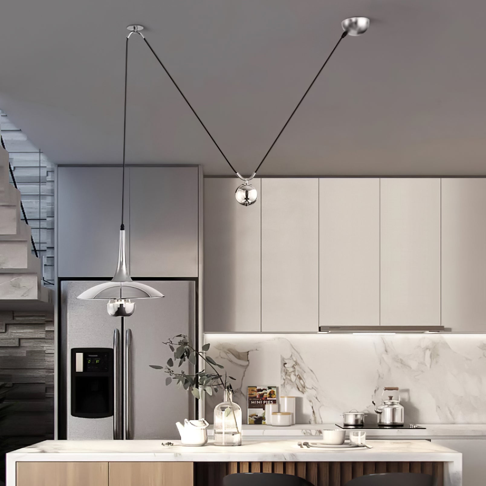 Pendant Light | Adjustable Counterweight Pulley
